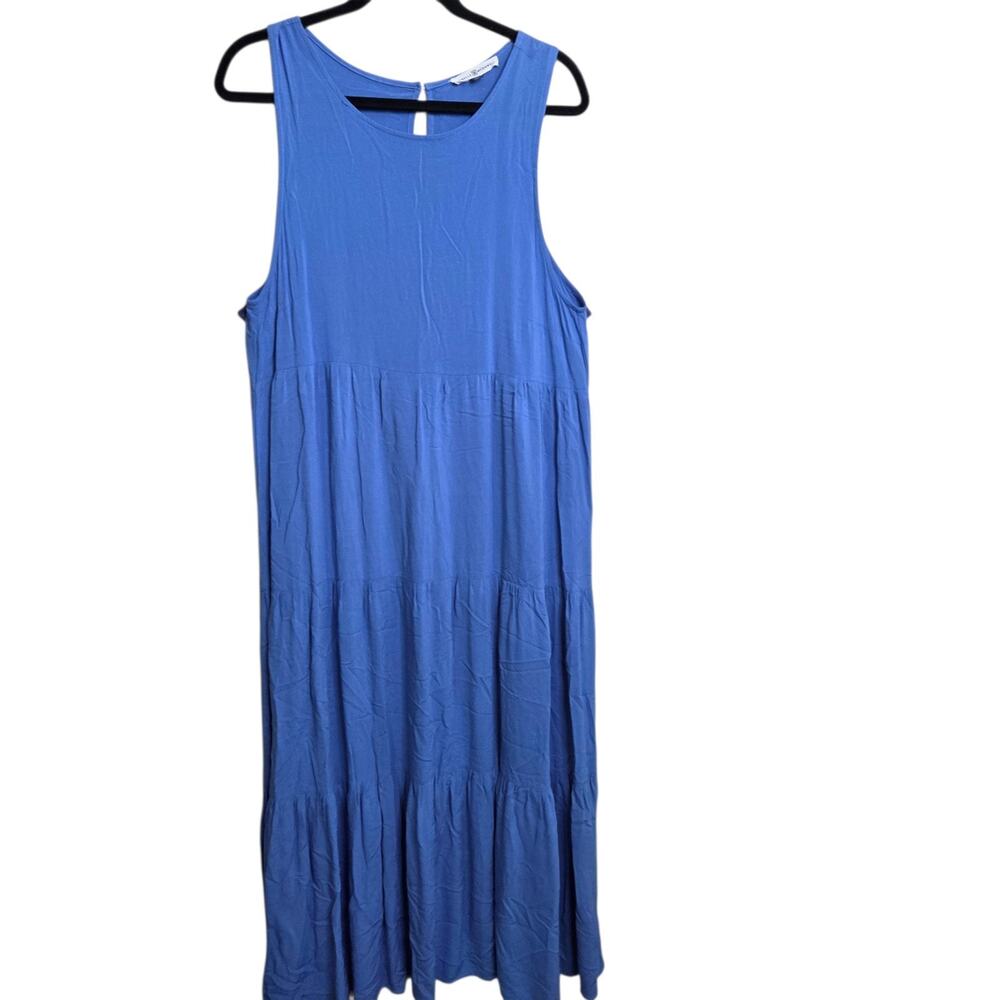 Michelle McDowell‎ Blue Tiered Maxi Dress Women SZ XL Sleeveless Sundress Boho